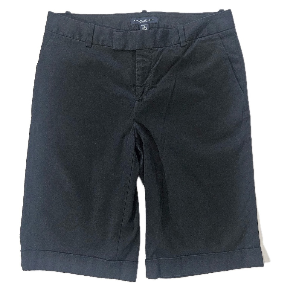 Banana Republic Shorts Womens 6 Black Martin Fit Stretch Chino Bermuda‎ Cuffed